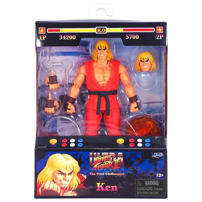 Jada Toys action figure Ken, Street Fighter II, 15 cm, articolata, parti intercambiabili, per collezionisti