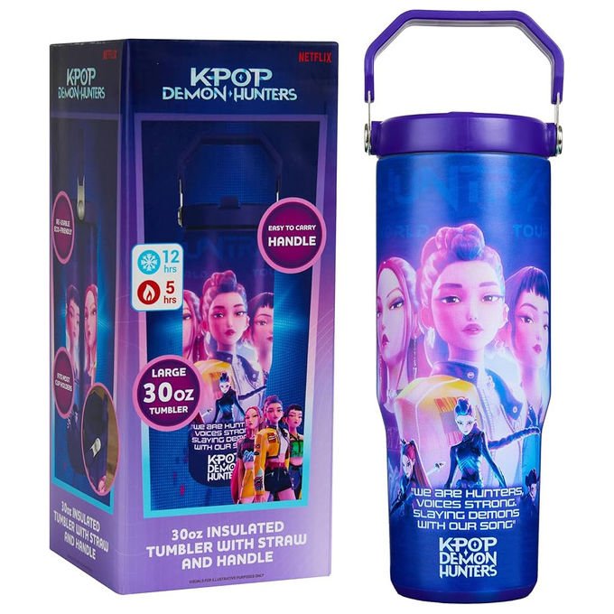Cinereplicas borraccia termica Kpop Demon Hunters Huntrix 500ml acciaio inossidabile doppia parete lilla