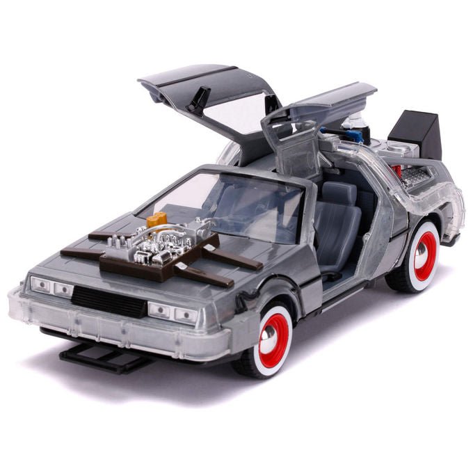 Jada Toys DeLorean Time Machine, Ritorno al Futuro, modello in scala 1:24, die cast, luci LED, portiere apribili