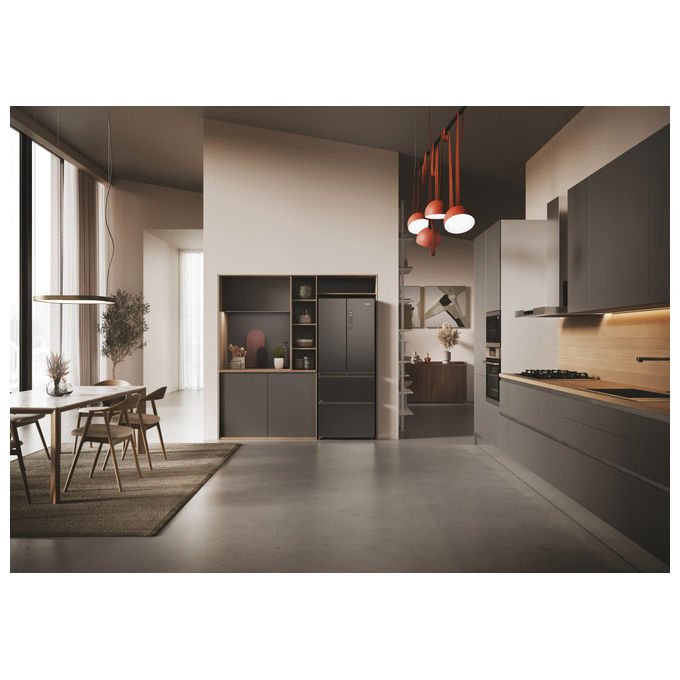 Haier frigorifero french door HFR3718ENMD, 402 L, no frost, multi-airflow, zona fresca, 4 porte, classe E, acciaio inox