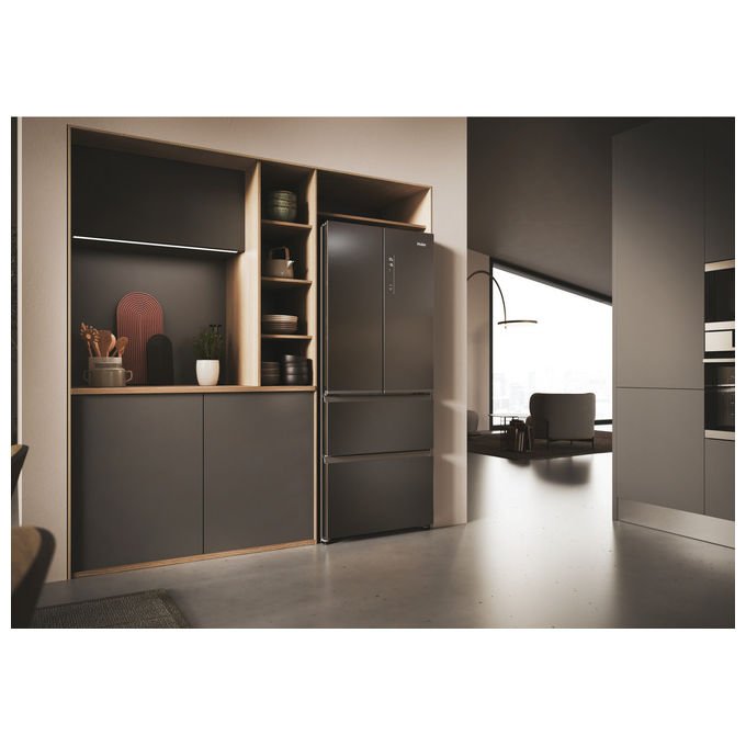 Haier frigorifero french door HFR3718ENMD, 402 L, no frost, multi-airflow, zona fresca, 4 porte, classe E, acciaio inox