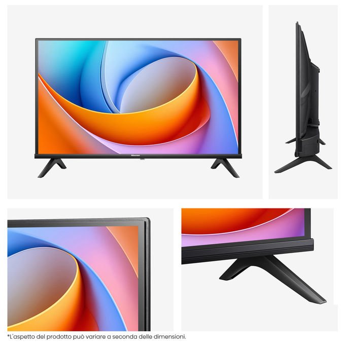 Hisense smart tv 40 pollici, Full HD, DLED, 40A4Q, VIDAA, Dolby Audio, Game Mode, Wi-Fi, DVB-T2, nero