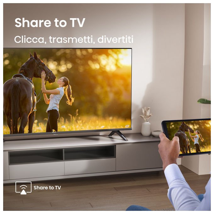 Hisense smart tv 40 pollici, Full HD, DLED, 40A4Q, VIDAA, Dolby Audio, Game Mode, Wi-Fi, DVB-T2, nero