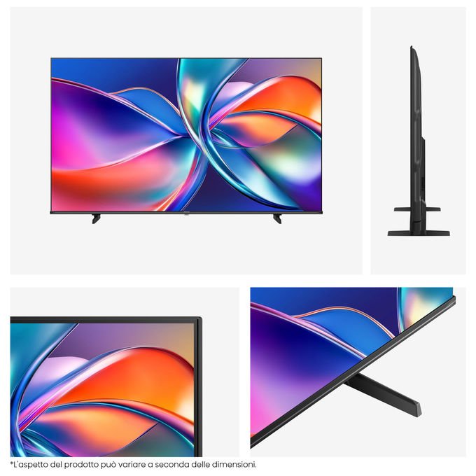 Hisense smart tv QLED 43 pollici 4K Ultra HD, 43E7Q, Dolby Vision e Atmos, VIDAA, VRR, ALLM, Wi-Fi, nero