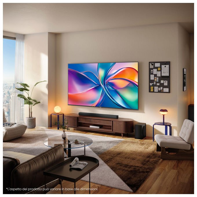 Hisense smart tv QLED 43 pollici 4K Ultra HD, 43E7Q, Dolby Vision e Atmos, VIDAA, VRR, ALLM, Wi-Fi, nero