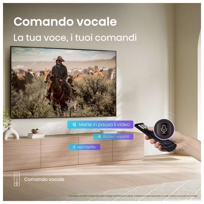 Hisense smart tv 85 pollici 4K, 85A6Q, Direct-LED, Dolby Vision, HDR10+, VIDAA, Game Mode Plus, Wi-Fi, Bluetooth