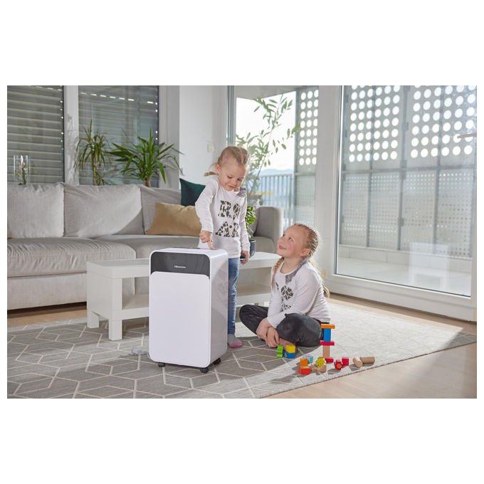 Hisense deumidificatore D16CW, 16 litri al giorno, wifi, timer, funzione asciugatura, silenzioso 40 dB, bianco