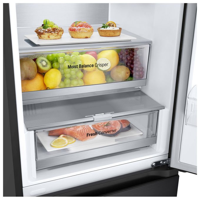 LG frigorifero combinato GBV5240DEP, 387L, classe D, Total No Frost, Fresh Converter, porte piatte, Matte Black