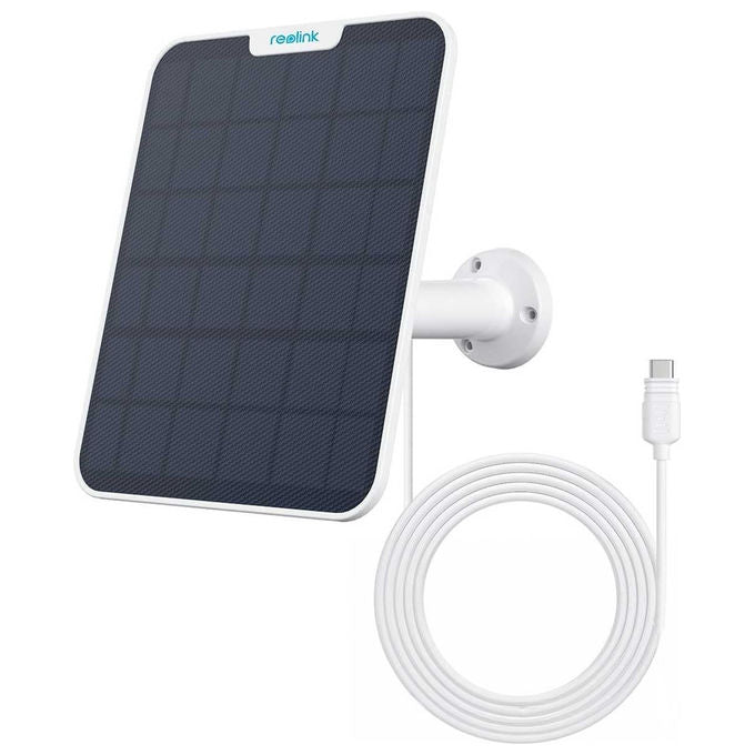 Reolink pannello solare 6 W, USB tipo-C, IP65, cavo 4 m, per telecamere a batteria, esterno, bianco