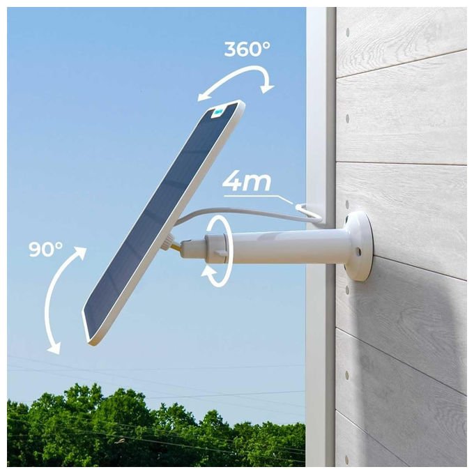 Reolink pannello solare 6 W, USB tipo-C, IP65, cavo 4 m, per telecamere a batteria, esterno, bianco
