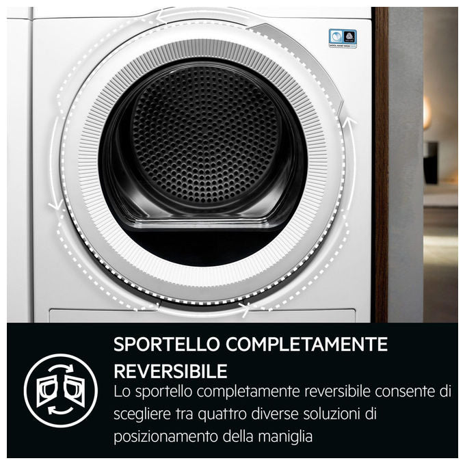 AEG asciugatrice Serie 8000 AbsoluteCare TR8HD9B, pompa di calore, 9 kg, classe B, motore inverter, libera installazione, bianco