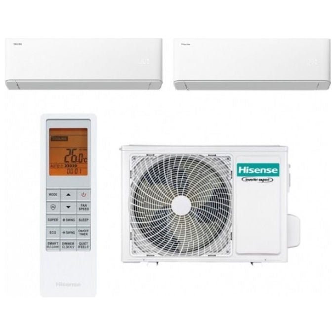 Hisense KIT_ UNI AIR DUAL PLUS Climatizzatore Dual Split 09+12 BTU Classe A++-A++ R32 Wi-fi Bianco