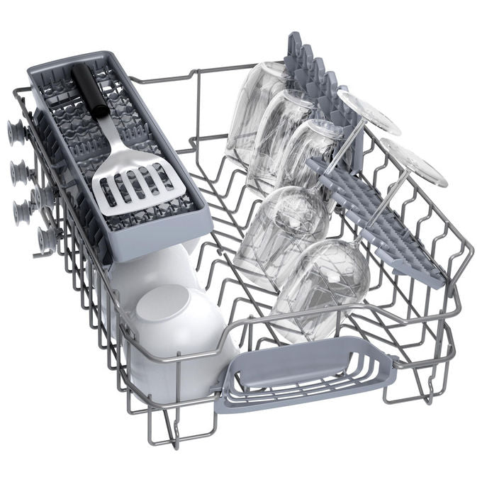 Bosch lavastoviglie a libera installazione 45 cm, SPS2HKI55E, acciaio anti-impronte, classe D, Home Connect, cestello regolabile