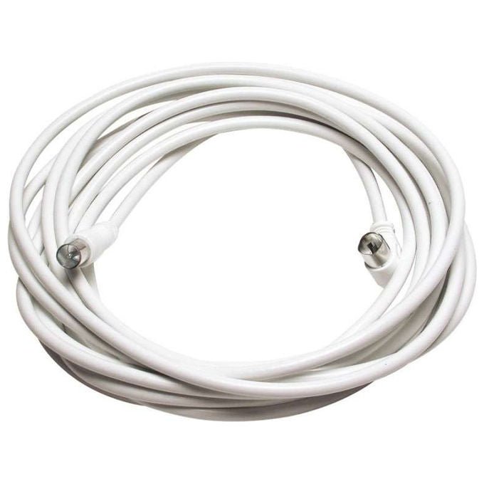 Poly Pool cavetto coassiale TV, spina assiale e presa a 90°, 5 metri, conduttore in rame, colore bianco, PP0611