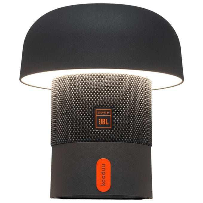 Kooduu Sensa Play Mini, lampada da tavolo con altoparlante Bluetooth, sound by JBL, LED dimmerabile, IP53, ricarica USB-C, antracite