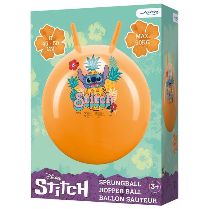 John palla da salto Disney Stitch, gonfiabile con maniglie antiscivolo, diametro 45-50 cm, arancione perlato, 50 kg