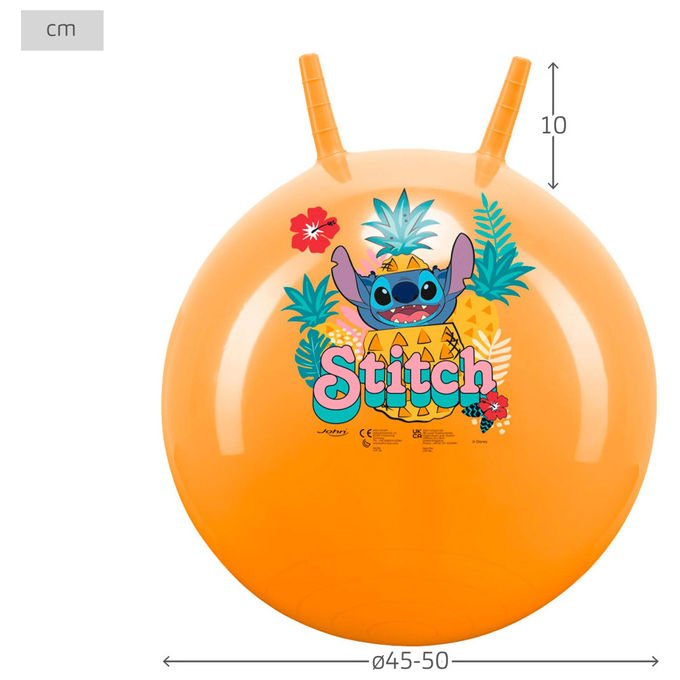 John palla da salto Disney Stitch, gonfiabile con maniglie antiscivolo, diametro 45-50 cm, arancione perlato, 50 kg