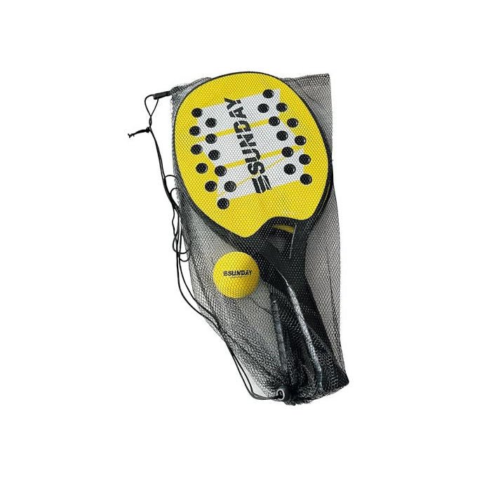 ODS set racchette da spiaggia Sunday Pro, 2 racchette 24x44 cm, pallina in gomma, borsa a rete, blu