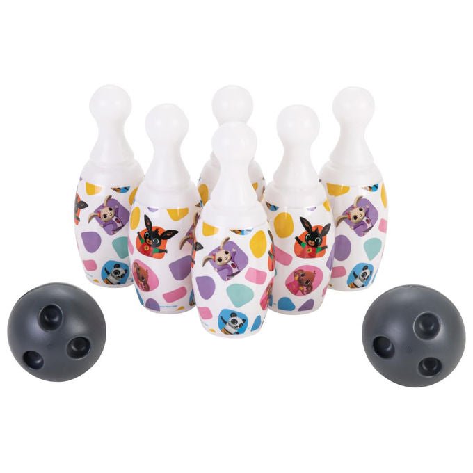 Ods set bowling Bing, 6 birilli 20 cm e 2 palle, portabirilli incluso, giocattolo per bambini, prima infanzia