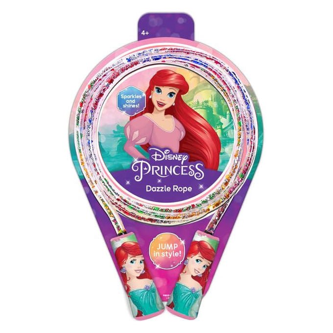 John corda da salto Disney Princess con glitter, Rapunzel e Ariel, 2 metri, per bambine, colori assortiti