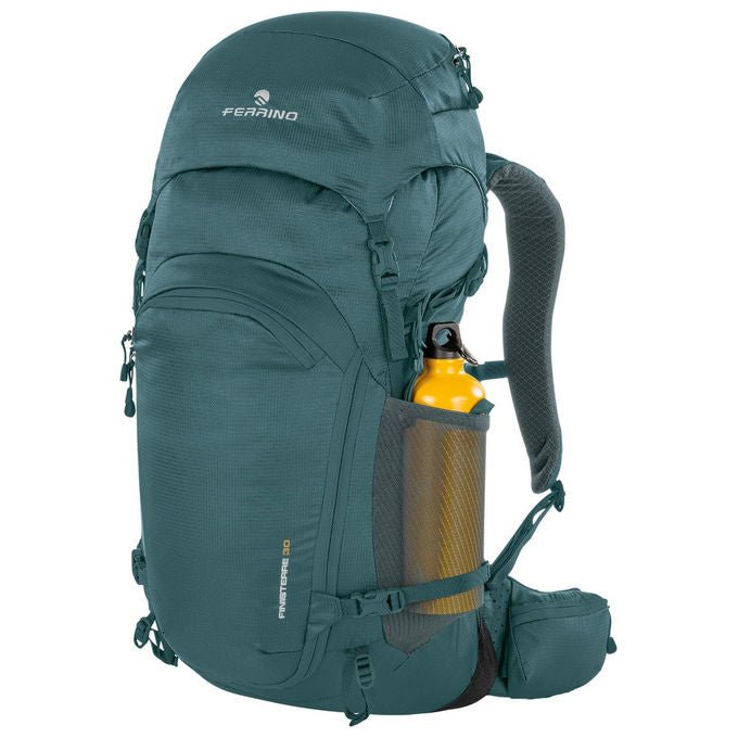 Ferrino Finisterre 30 zaino trekking, 30 litri, dry net system, idratazione H2 bag, coprizaino incluso, verde
