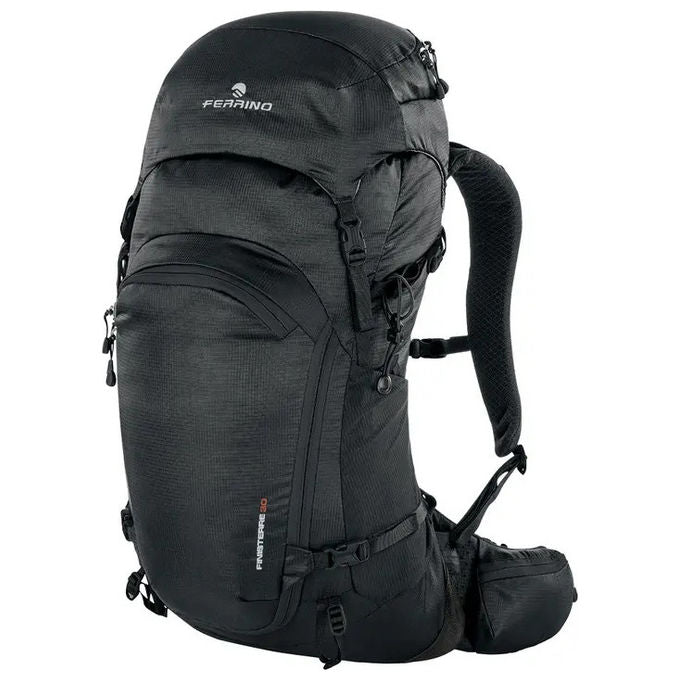 Ferrino Finisterre 30 zaino da trekking, 30 litri, sistema Dry Net, copertura antipioggia, materiale riciclato, nero