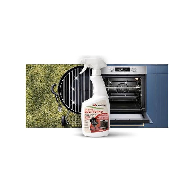 Meliconi spray detergente forno e bbq, sgrassante schiumogeno, formula professionale, rimuove incrostazioni a freddo, 500 ml
