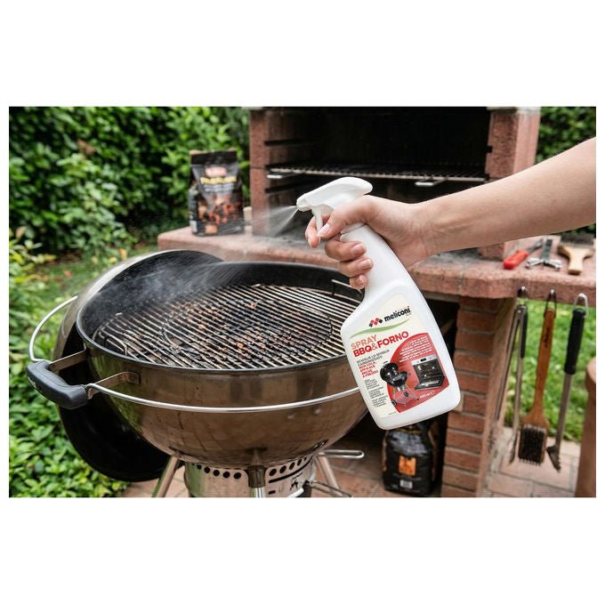 Meliconi spray detergente forno e bbq, sgrassante schiumogeno, formula professionale, rimuove incrostazioni a freddo, 500 ml