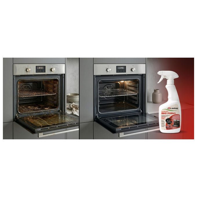 Meliconi spray detergente forno e bbq, sgrassante schiumogeno, formula professionale, rimuove incrostazioni a freddo, 500 ml