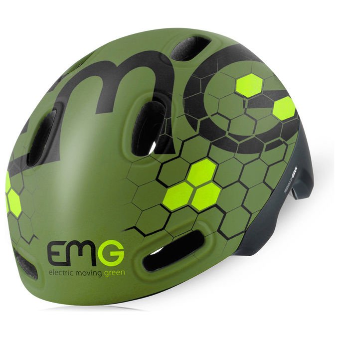 EMG casco demi jet HM 09 powered by Givi, unisex, luce led posteriore, visiera rimovibile, nero verde cachi