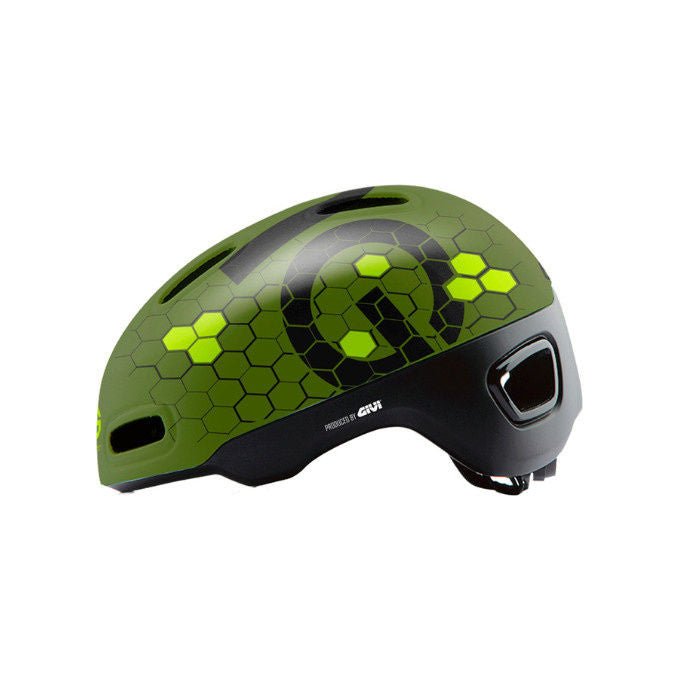 EMG casco demi jet HM 09 powered by Givi, unisex, luce led posteriore, visiera rimovibile, nero verde cachi