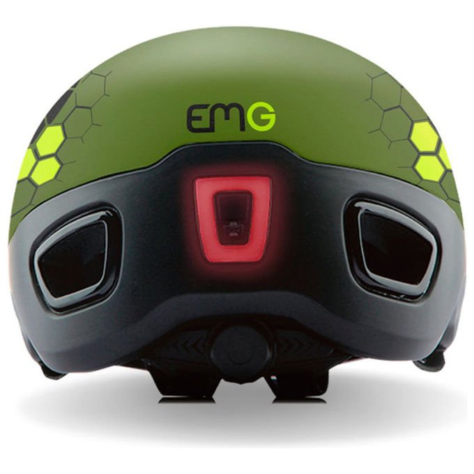 EMG casco demi jet HM 09 powered by Givi, unisex, luce led posteriore, visiera rimovibile, nero verde cachi
