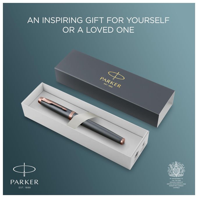 Parker IM Ardesia penna stilografica, punta fine, inchiostro blu, corpo in metallo, confezione regalo