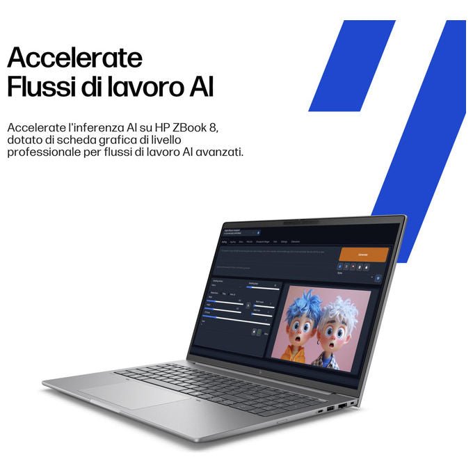 HP ZBook 8 G1i, workstation mobile 16'' WUXGA, Intel Core Ultra 9 285H, 32 GB DDR5, 1 TB SSD, Nvidia RTX 500 Ada, Wi-Fi 7, Windows 11 Pro