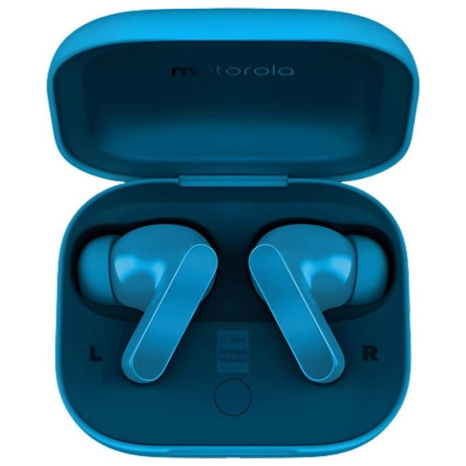 Motorola Moto Buds Bass, auricolari true wireless in-ear, ANC fino a 50dB, driver 12,4 mm, Hi-Res Audio, Bluetooth 5.3, 43h, blu