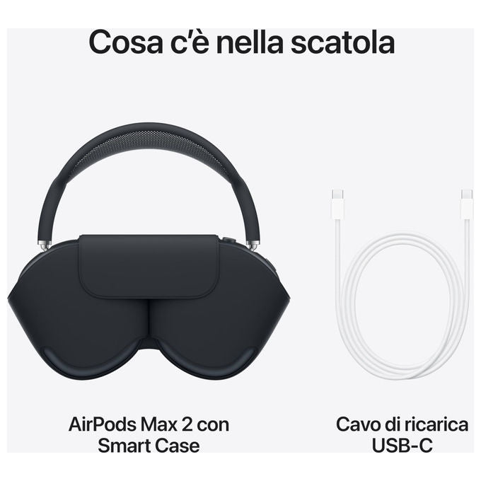 Apple AirPods Max 2, cuffie wireless over-ear, cancellazione attiva del rumore, audio spaziale personalizzato, chip H2, 20 ore autonomia, azzurro