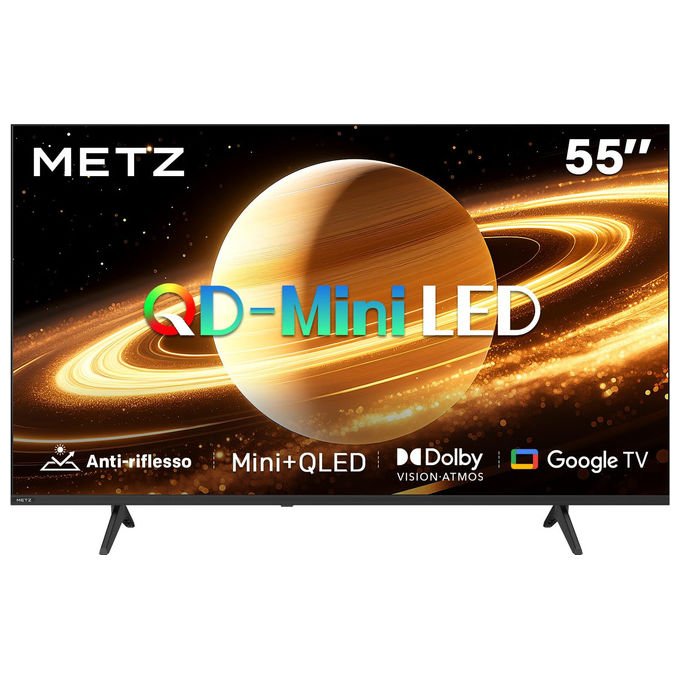 Metz smart tv 55 pollici QD MiniLED 4K, Google TV, schermo opaco antiriflesso, Dolby Vision, Dolby Atmos, HDR10+, MEMC, 55MNH7000Z