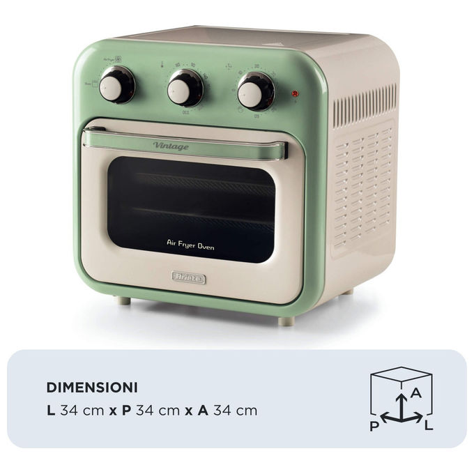 Ariete friggitrice ad aria e forno vintage 4632, 2in1, 16L, 1400W, temperatura 80-230°C, timer 60 min, verde