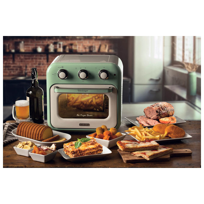 Ariete friggitrice ad aria e forno vintage 4632, 2in1, 16L, 1400W, temperatura 80-230°C, timer 60 min, verde