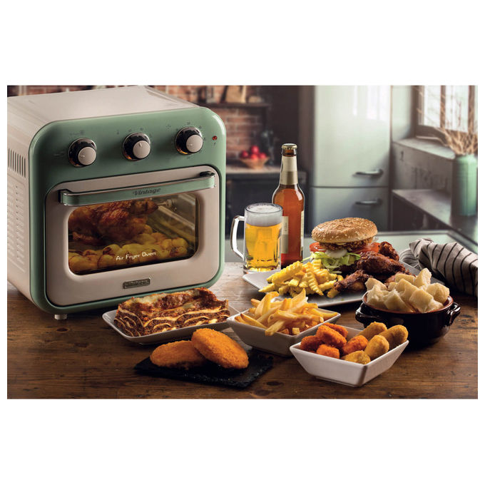 Ariete friggitrice ad aria e forno vintage 4632, 2in1, 16L, 1400W, temperatura 80-230°C, timer 60 min, verde