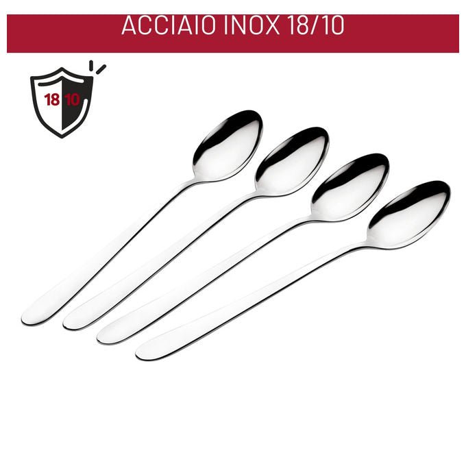 Lagostina Lavinia set 4 cucchiaini da caffe', acciaio inox 18-10, finitura lucida a specchio, lavabili in lavastoviglie