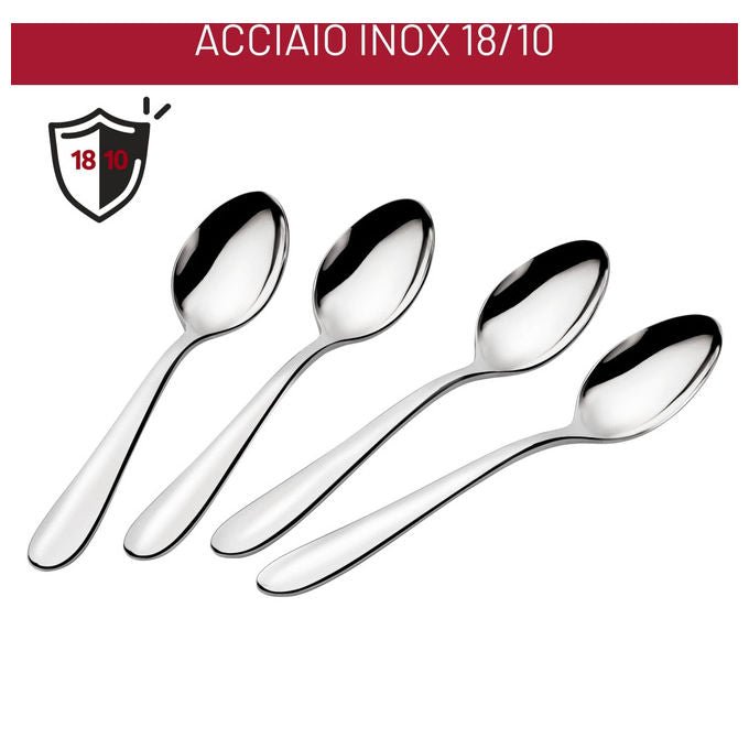 Lagostina Lavinia set 4 cucchiaini da caffe' espresso, acciaio inox 18-10, lavabile in lavastoviglie