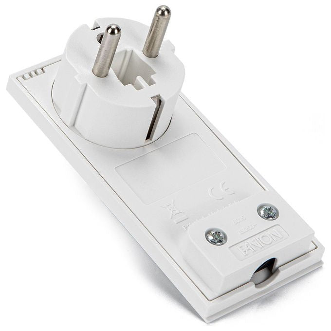 Fanton spina Schuko salvaspazio 2P+T 16A, smontabile angolata, modello Clock 80150, bianco, 250V, IP20