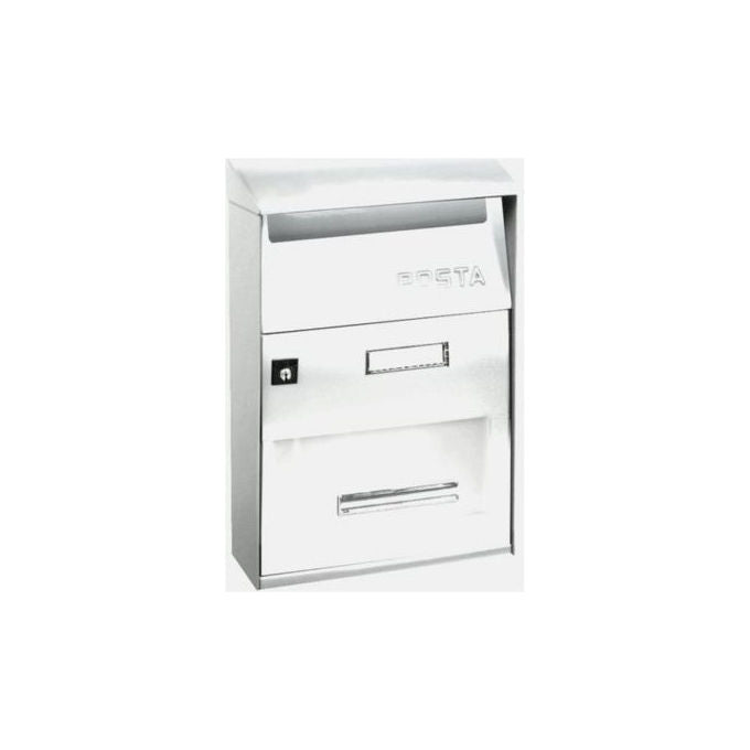 Alubox cassetta postale Effe T Evo, bianco, lamiera elettrozincata, cilindro sicurezza con 2 chiavi, interno e esterno