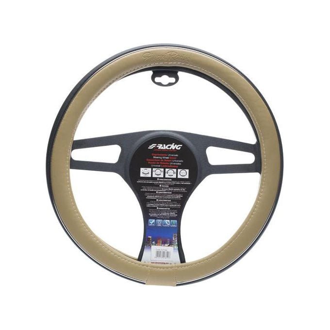 Simoni Racing copriruota per volante Trophy 6 CVT-6GR, eco-pelle, diametro 37-39 cm, crema e grigio