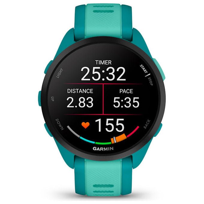 Garmin Forerunner 165 Music, smartwatch GPS, display AMOLED 1.2'', cardiofrequenzimetro, 43 mm, turchese