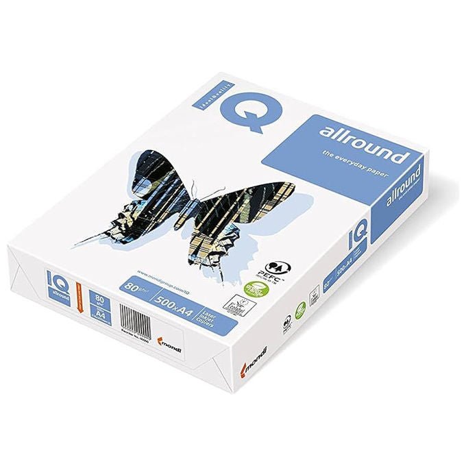Mondi IQ Ultra, carta A4 80 g-m², 500 fogli, bianca, superficie liscia, stampanti laser e inkjet, classe A