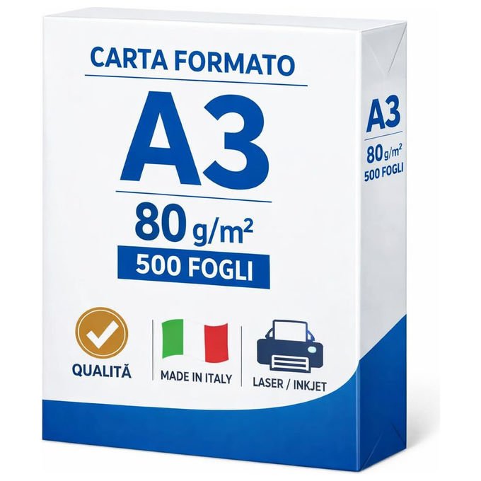 Multioffice risma di carta A3 per stampante, 75 g-m², 500 fogli, carta bianca per ufficio
