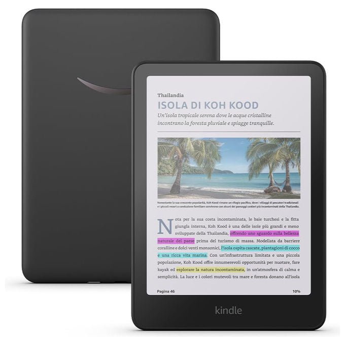 Amazon Kindle Colorsoft, lettore e-book, schermo a colori 7 pollici, 16 GB, luce regolabile bianco ambra, resistente all'acqua, nero