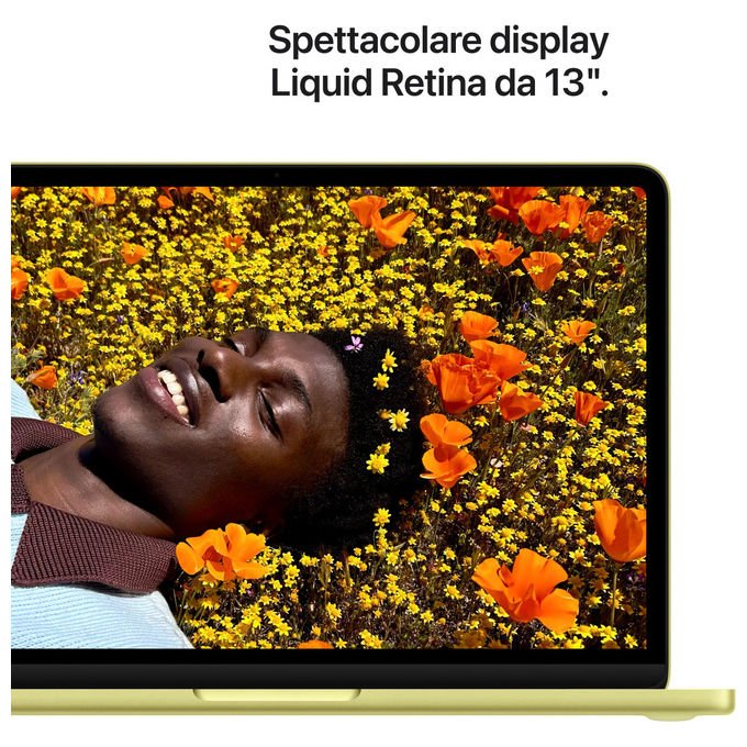 Apple MacBook Neo 13'', chip A18 Pro, cpu 6-core, gpu 5-core, 8GB RAM, 512GB SSD, Touch ID, giallo agrume
